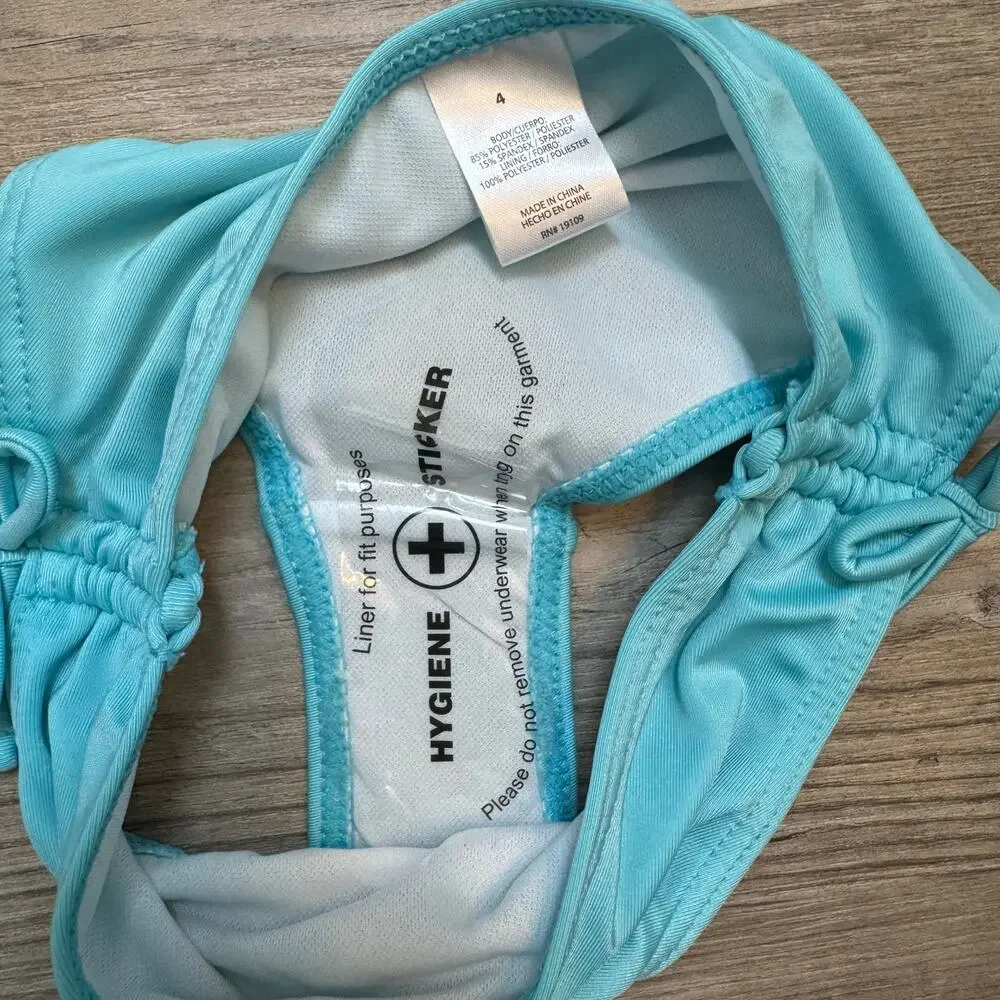 NWT Aqua Sol Swimsuit Girls 4 Long Sleeve 2 Piece UPF 50 Blue Spring Summer Bows
